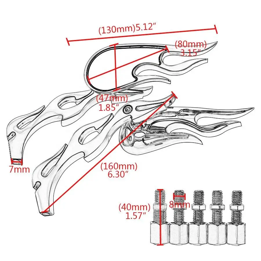 Motorcycle Mirror Scooter E-Bike Rearview Mirrors Flame Style 360 Degree Adjustment Electrombile Side Mirror 8mm 10mm Universal