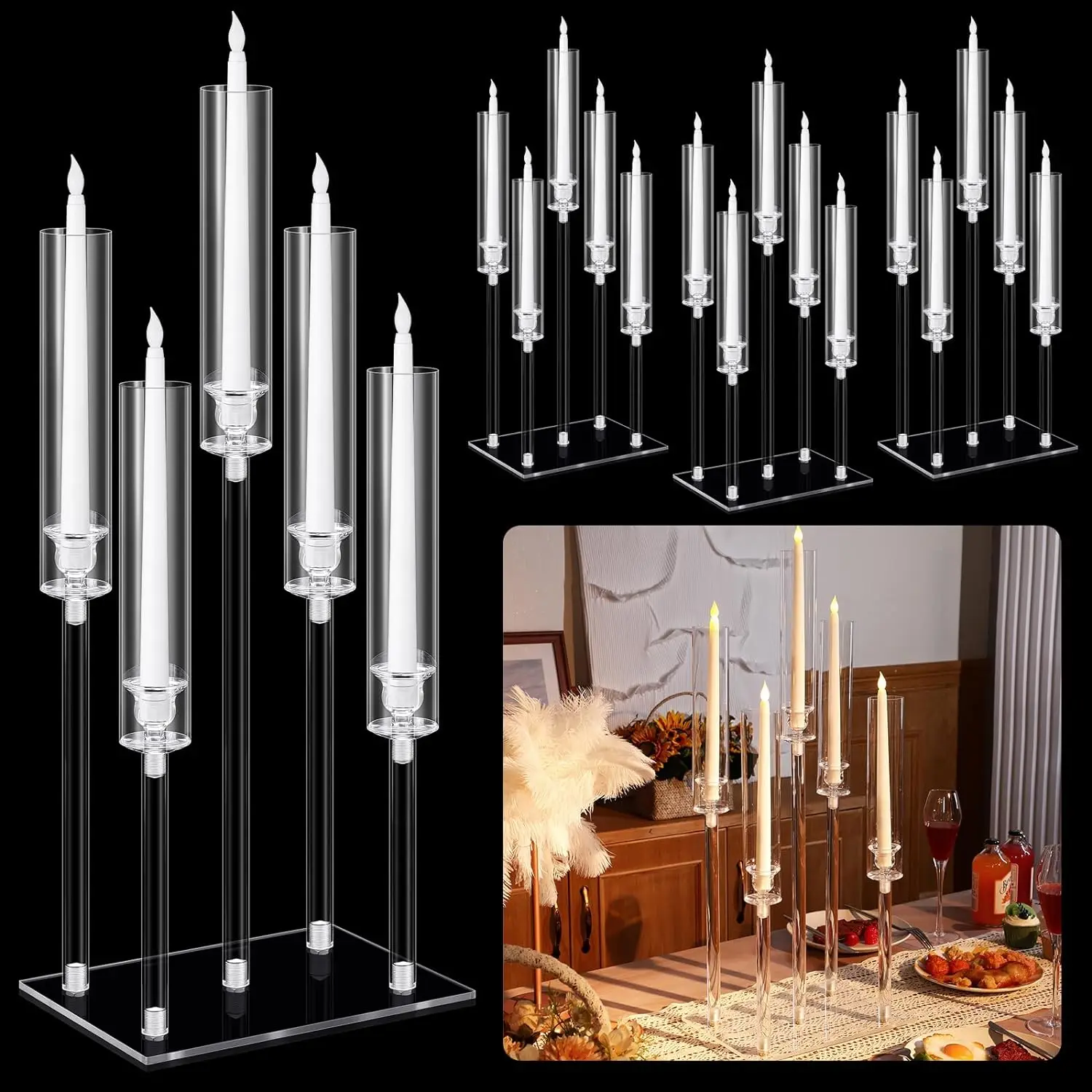 Acrylic Candelabra Centerpieces Arm Clear Candle Holder Wedding