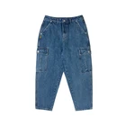 Mens Denim Jeans With Pockets Plus Size Hip Hop Wide Leg Streetwear Pants
