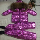 Winter cold outdoor boys and girls thickened white goose down down jacket two-piece raccoon fur collar -30 degrees