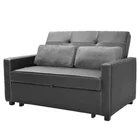 Memory foam Convertible Sofa Bed Living Room Sofa with Pull out Bed in Black faux leather