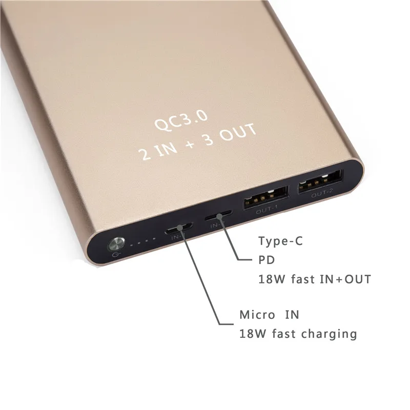 2020 Trend New QC3.0 18W 2.1A PD Type-C Power Bank Portable Thin 10000mah 1 to 3 Fast Charging For iPhone For MacBook - ANKUX.COM