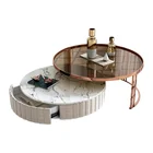 Rose gold glass metal center small round coffee table