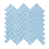 1*3 Blue Crystal Herringbone Glass Polished Swimming Pool Mosaic Tiles