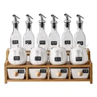seasoning set ceramic oil bottle tank combination kitchen square shape olive oil bottles with non-drip spouts spice bot