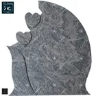 Light Grey Granite Headstone Granite Engraved Design Tombstone Granite Carved Heart Headstone