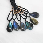 Labradorite Natural Water Drop Shaped Polished Full Labradorite Necklace