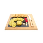 Chinese Natural Bamboo chopping board and food Platter knife set with SLATE