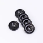 Customized wholesale 15mm/24L-20mm/32L man shirt coat round black natural real horn material button
