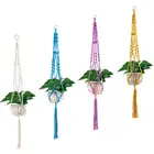 Home Home Gardening Flower Pot Hanging Net Cotton Rope Knitted Macrame Wall Hanging Plant Hanging