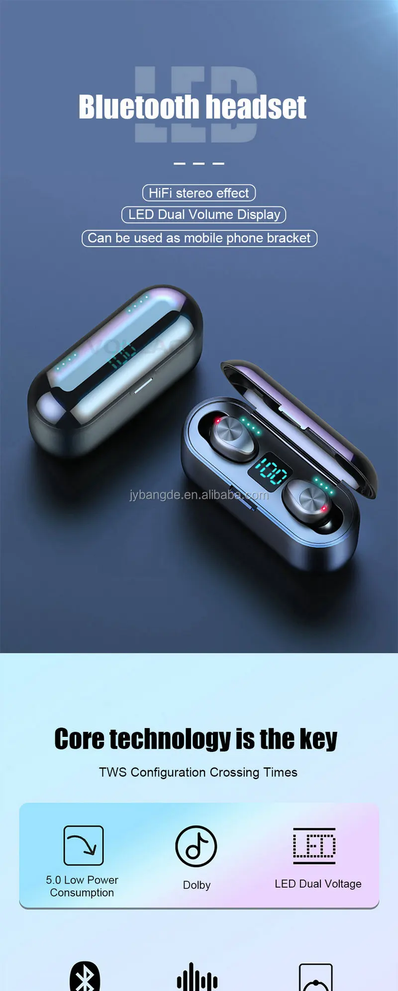 F9 TWS BT5.0 Wireless Headset LCD Power Display Headphone Wireless Earphone With Charging Box For iPhone Samsung HuaWei - ANKUX.COM