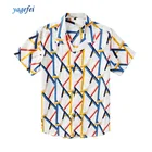 Factory direct summer breathable 100% cotton geometric print casual mens Hawaiian Shirt