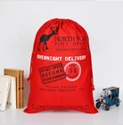 Christmas Cotton Canvas Backpack Drawstring Gift Bag