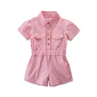 Stylish single breasted summer short sleeve girls romper baby girls' rompers baby girl clothes romper pants
