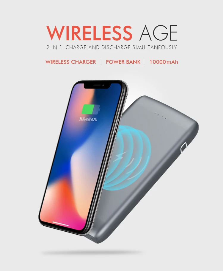 Dual input & dual output Li-polymer battery cell phone power bank wireless charger 10000mah - ANKUX.COM
