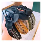 Hair accessories female hairband Korean sweet retro hand-woven pearl make up headband for women
