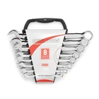 Carbon steel 12 piece combination spanner wrench set in plastic clip