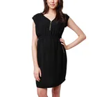 2019 Latest Summer Breastfeeding Pregnant Women Zips Dress Maternity Dress