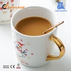 Christmas Ceramic Coffee Mug Cup with Gold Handle for Gift