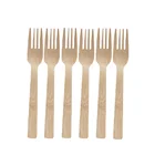 Disposable 50-Piece Bamboo Dinnerware - Appetizer Sides Dessert 7" Plates Pack (25) / Bamboo Forks (25)