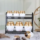 Amber Wholesale luxury 7 pcs porcelain canister airtight porcelain storage bottles with metal stand
