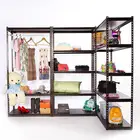 Rack Metal Metal Rack Shelf Steel Material Warehouse Storage Rack Iron Shelf Metal Sliver Black