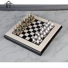 High quality big wooden magnetic chess set mdf chessboard with metal chess pieces adult chess game