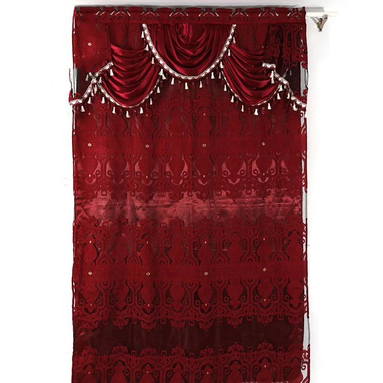 red voile curtains