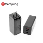 2020 GaN new technology US foldable plug 65w PD Type C QC3.0 GaN fast charger for macbook