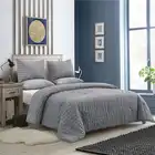 Comforter Reversible Solid Pattern Design Seersucker Bed In A Bag Queen Bedding Comforter Set With BONUS Pillow Cases