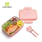 amazon top seller 2020 Microwavable biodegradable wheat straw fiber bento lunch box with spoon and fork