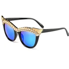 Lowkey luxury female crystal bling rhinestone cat eye sunglasses