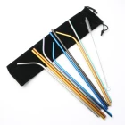 Custom Logo Stainless Steel 304 Reusable Metal Drinking Straw Set