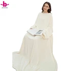 BSCI High Quality Double layer flannel fleece super soft Throw TV Snuggie Wearable blanket with sleeves for Sofa and bedroom