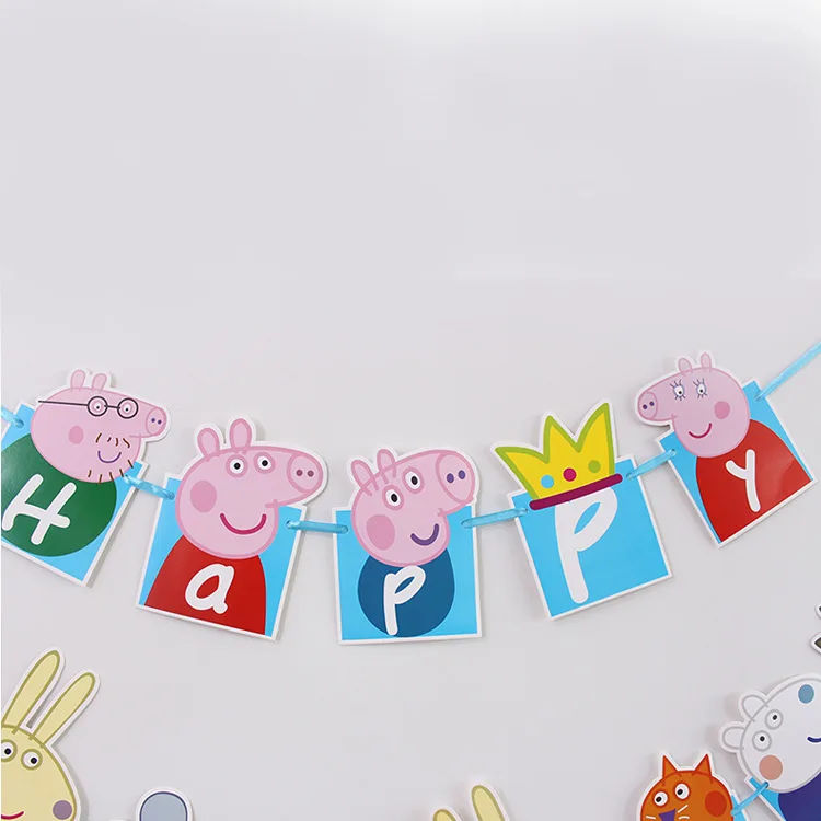 Novo porco Peppa projeto dos desenhos animados papel pendurado bandeira decoração fontes do partido de aniversário das crianças