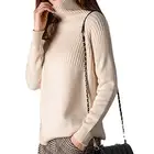 Cashmere Sweaters Women Loose Jumpers Wool Knit Split Thick Turtleneck Pullover Winter