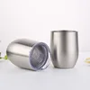 12oz Plain double wall mug insulated Coffee Mug stainless steel cup wine tumbler with lid