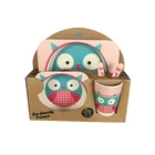 BPA free LFGB/FDA certificated children safety animal print bamboo fiber kids set dinnerware bamboo