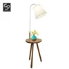 Modern Decoration Fabric Shade Wood 3legs Tripod Contemporary Desk Floor Lamps