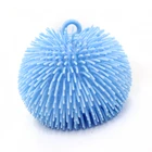 manufacturer wholesale TPR soft rubber light up huge dense 8'' big soft hairy ball toy spiky puffer ball for kids