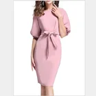 MANULENA Fashion Clothing Factory Half Sleeve Tie Office Women Sexy Party Dress