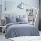 100% Cotton Navy Blue Twin Full Queen King Size Plaid Bed Sheet Duvet Cover Set With Simple