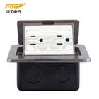 North southern american stainless steel pop up electrical floor box socket outlets box floor mounted us type with usb 15A