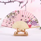 Fan Wood Fan High Fashion Soft Portable Silk Lady Fan Folding Durable Dance Fan Wood Hand Craft Fan