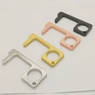 In Stock Shipping zinc alloy keychain door opener brass tool no-touch press elevator hand stick portable door opener