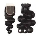 Virgin hair from peruvian 10a grade hair weft 4*4 closure set body wave