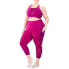 2020 Women Hot Yoga Set Fitness Apparel Sleeveless Plus Size Wire free Bra And Mesh Panel Leggings