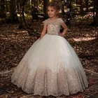 Floral lace royal ball gown puffy kids latest dress for wedding flower girl dress
