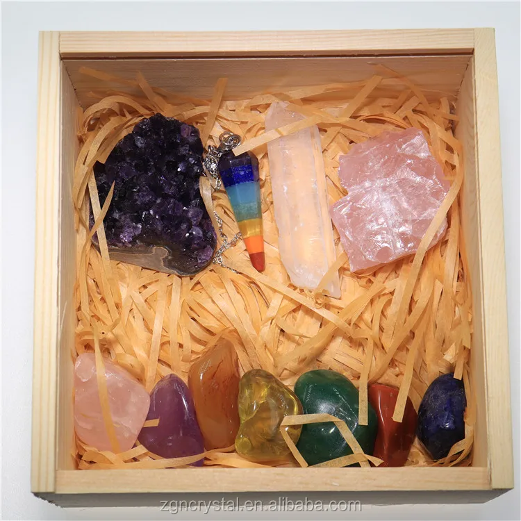 wholesale customized reiki crystal chakra stone meditation set