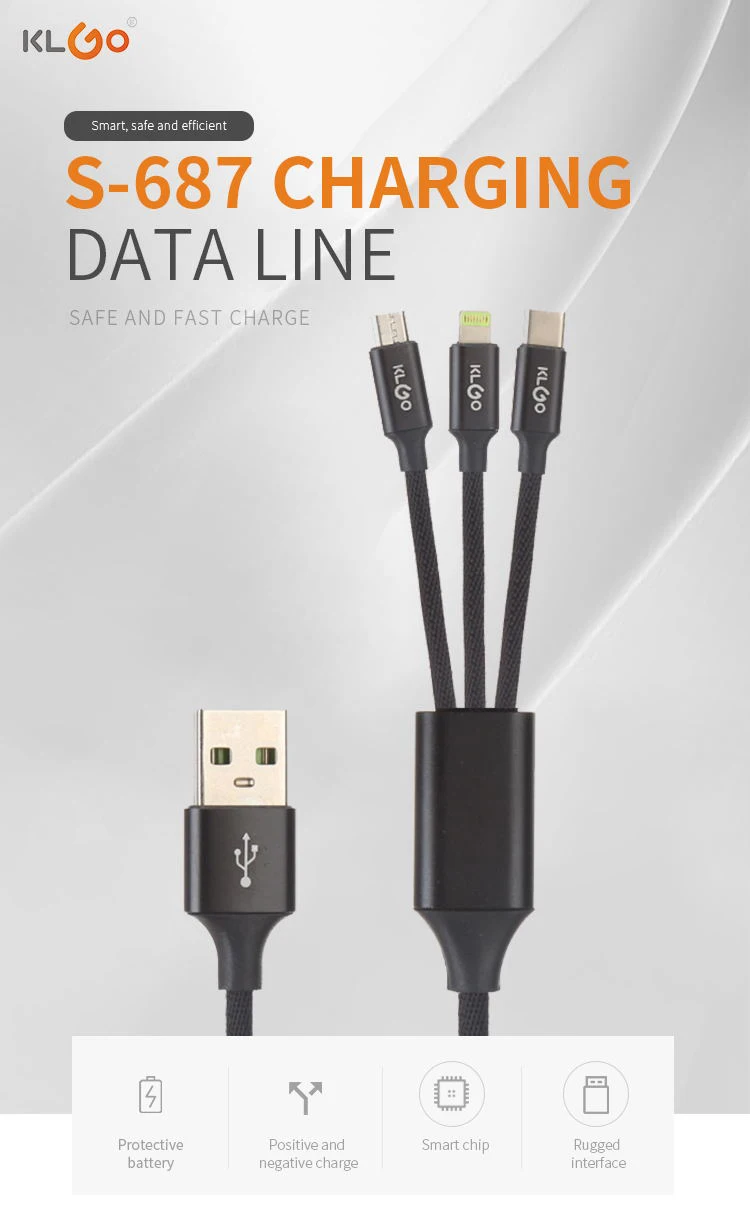 KLGO 3 in 1 Usb Data Cable Type-c High Speed 3 in 1 Data Line Charging Cable - ANKUX.COM